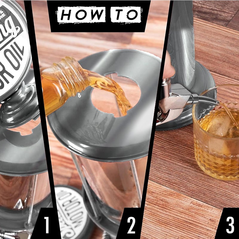 BLKSMITH Pump Liquor Dispenser for Home Bar | Vintage Style Chrome Plastic 30 Fl. oz Liquor Decanter for Man Cave Decor | Beverage Dispenser for Scotch, Vodka, Cocktails, Non-Alcoholic Drink and More - Image 5